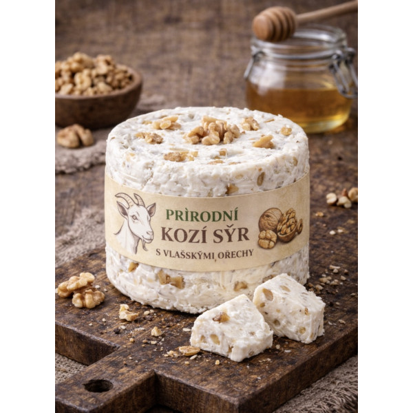Přírodní kozí sýr s vlašskými ořechy